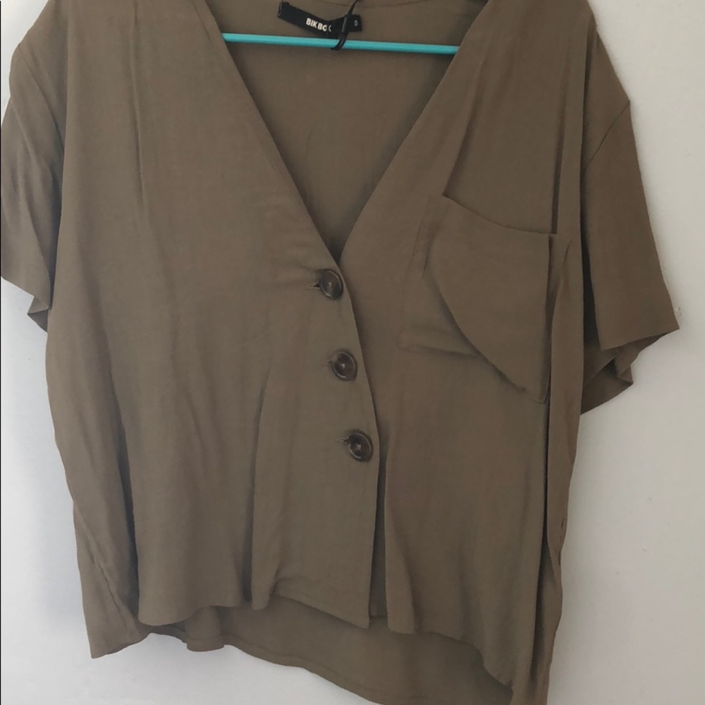 Blouse - Dark Green button down